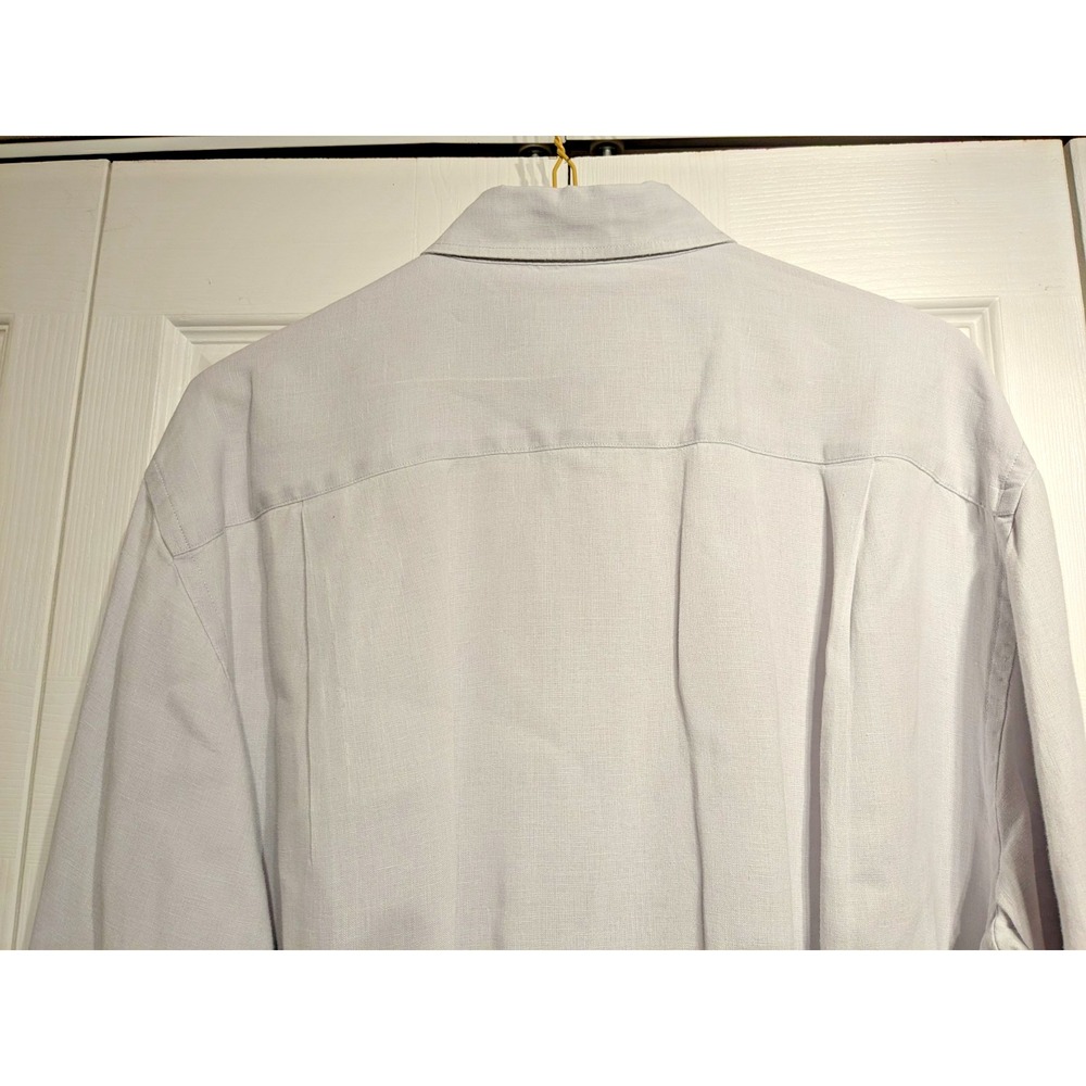 J. Mclaughlin Button Up Linen Shirt Mens L Beach/Formal Light Gray‎ Long Sleeve - Picture 9 of 16